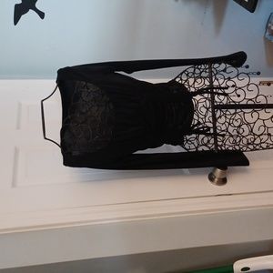 Black sheer bustled short cut top